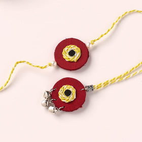 Handmade Thread & Mirror Work Fabart Rakhi with Lumba Set 33