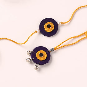Handmade Thread & Mirror Work Fabart Rakhi with Lumba Set 34