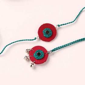 Handmade Thread & Mirror Work Fabart Rakhi with Lumba Set 35