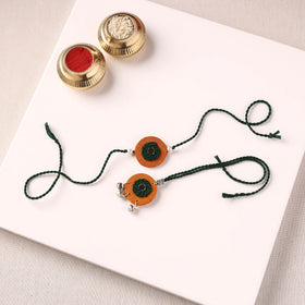 Handmade Thread & Mirror Work Fabart Rakhi with Lumba Set 36
