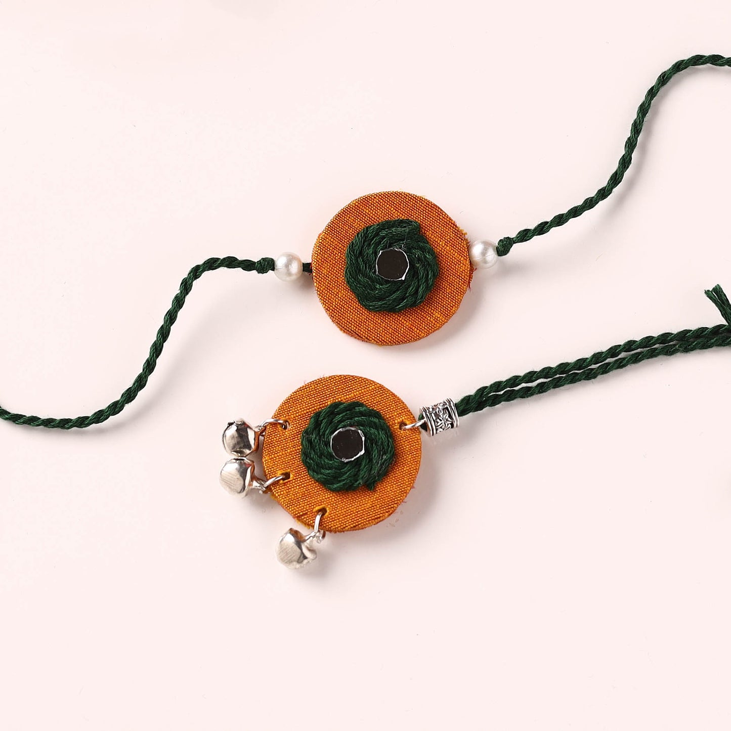 Handmade Thread & Mirror Work Fabart Rakhi with Lumba Set 36