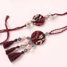 Handmade GS Beads & Kundan Work Fabart Rakhi with Lumba Set 38