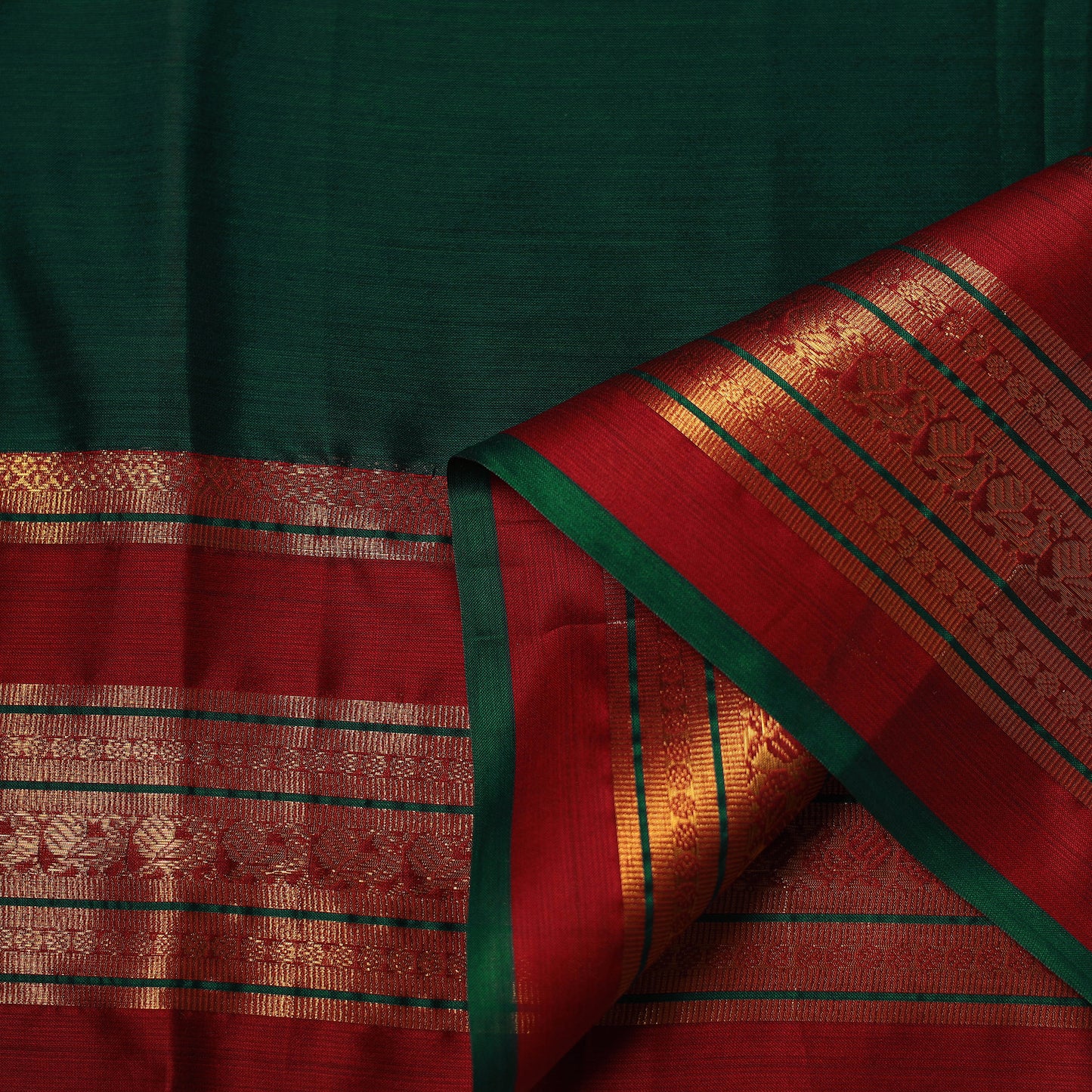 Green - Dharwad Cotton Fabric with Border 04