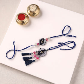 Handmade GS Beads & Kundan Work Fabart Rakhi with Lumba Set 40