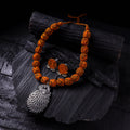 Orange - handmade fabart beads gs pendant necklace