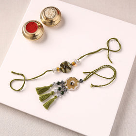 Handmade GS Beads & Kundan Work Fabart Rakhi with Lumba Set 42