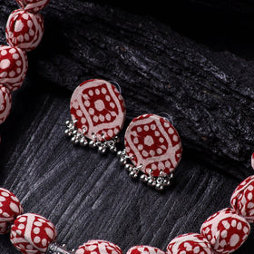 Red - handmade fabart beads gs pendant necklace