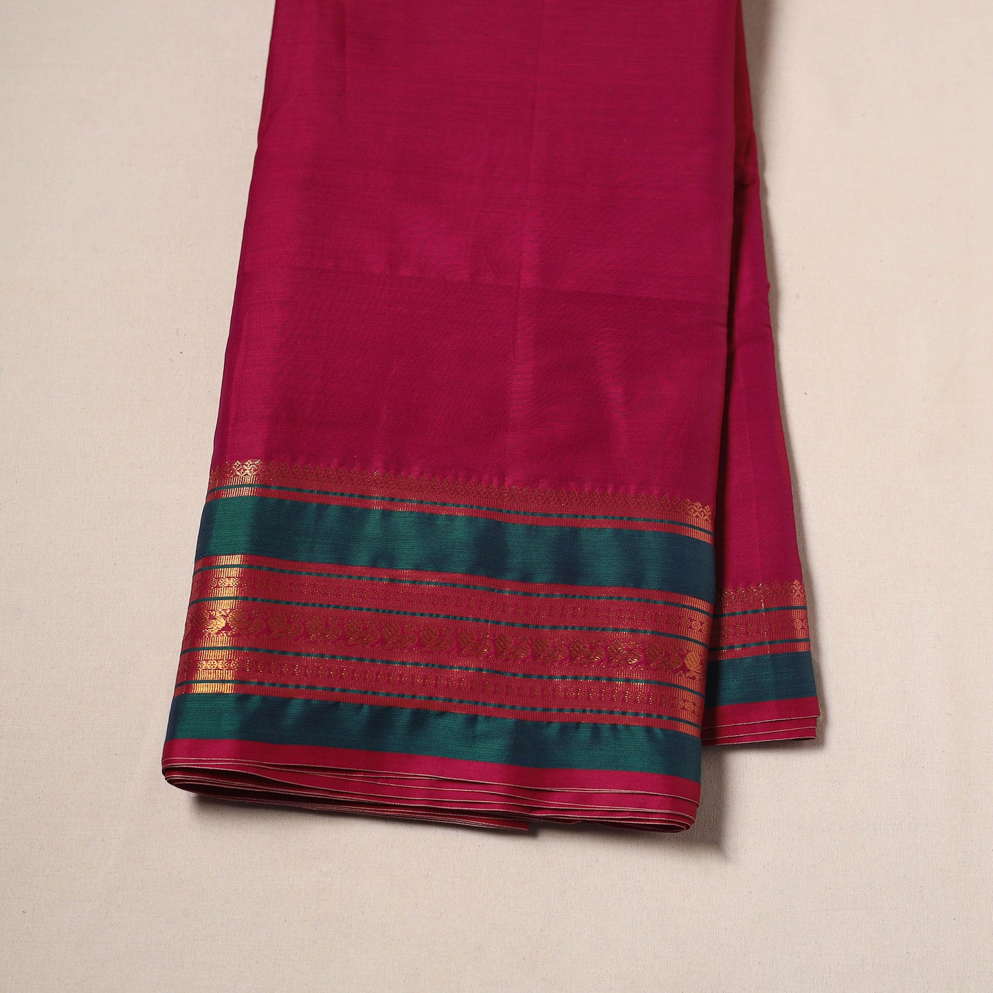 Pink - Dharwad Cotton Fabric with Border 02