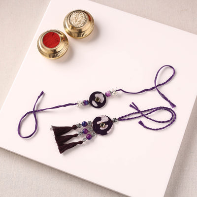 Handmade GS Beads & Kundan Work Fabart Rakhi with Lumba Set 44