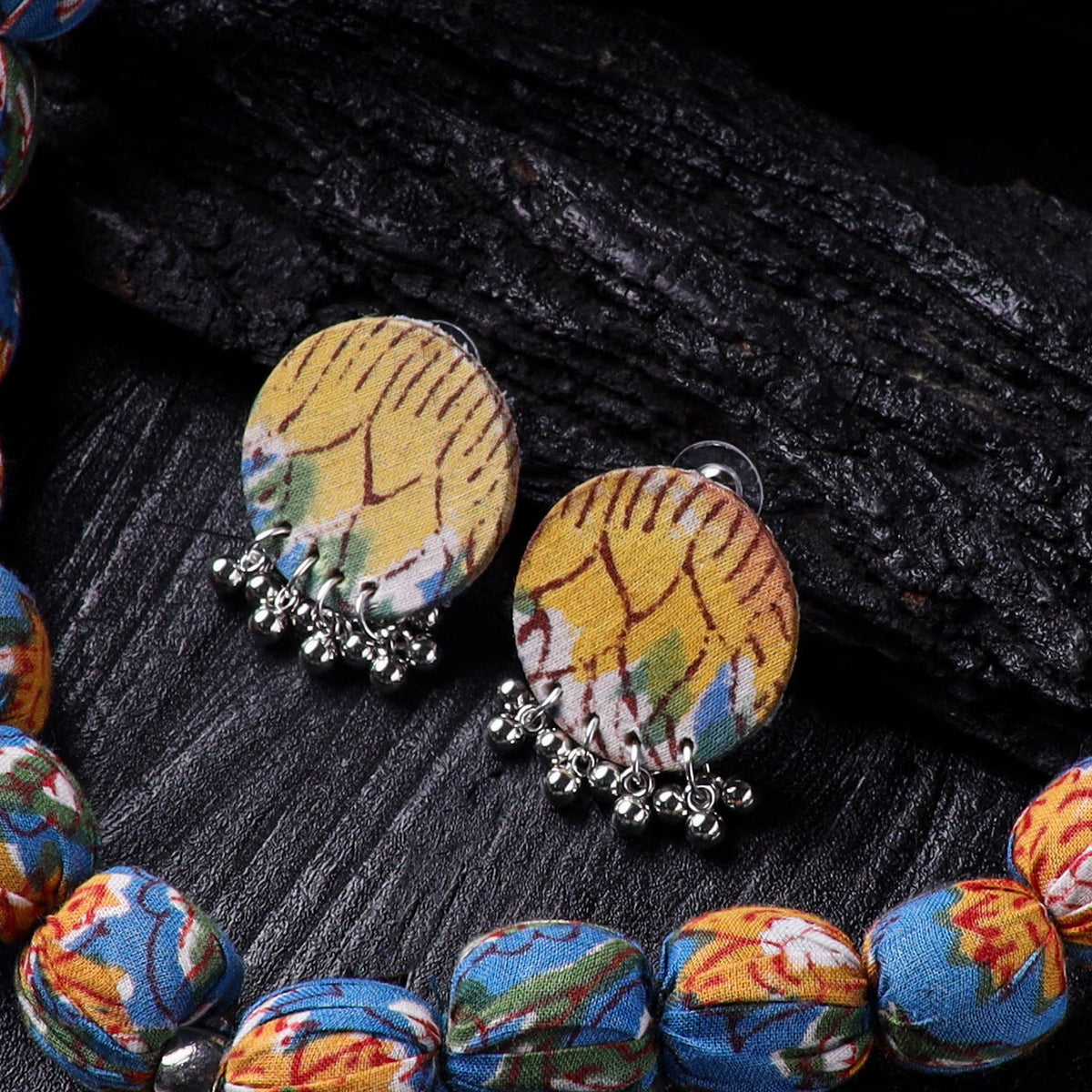 Handmade Fabart Beads Gs Pendant Necklace with Earrings Set 05