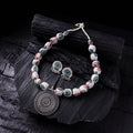 Handmade Fabart Beads Gs Pendant Necklace with Earrings Set 06