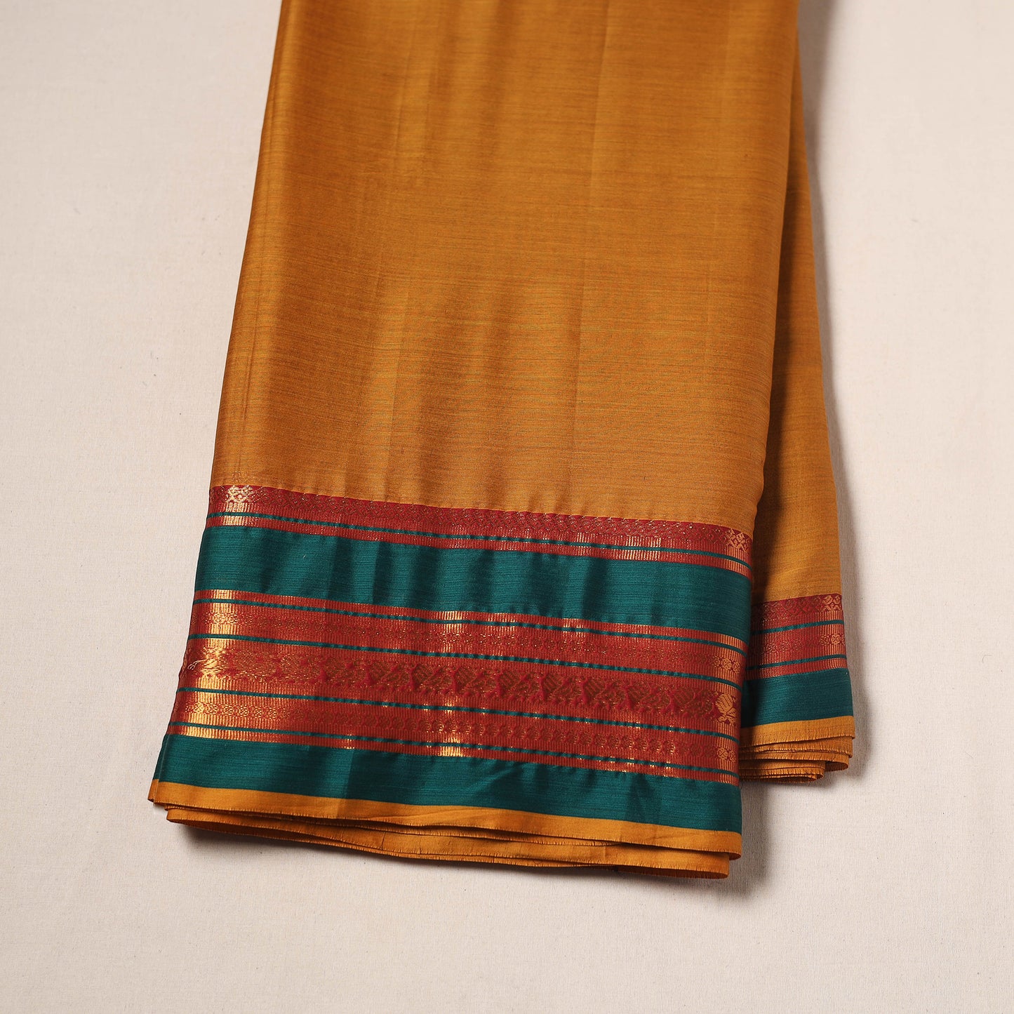 Yellow - Dharwad Cotton Fabric with Border 05