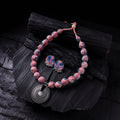 Handmade Fabart Beads Gs Pendant Necklace with Earrings Set 07