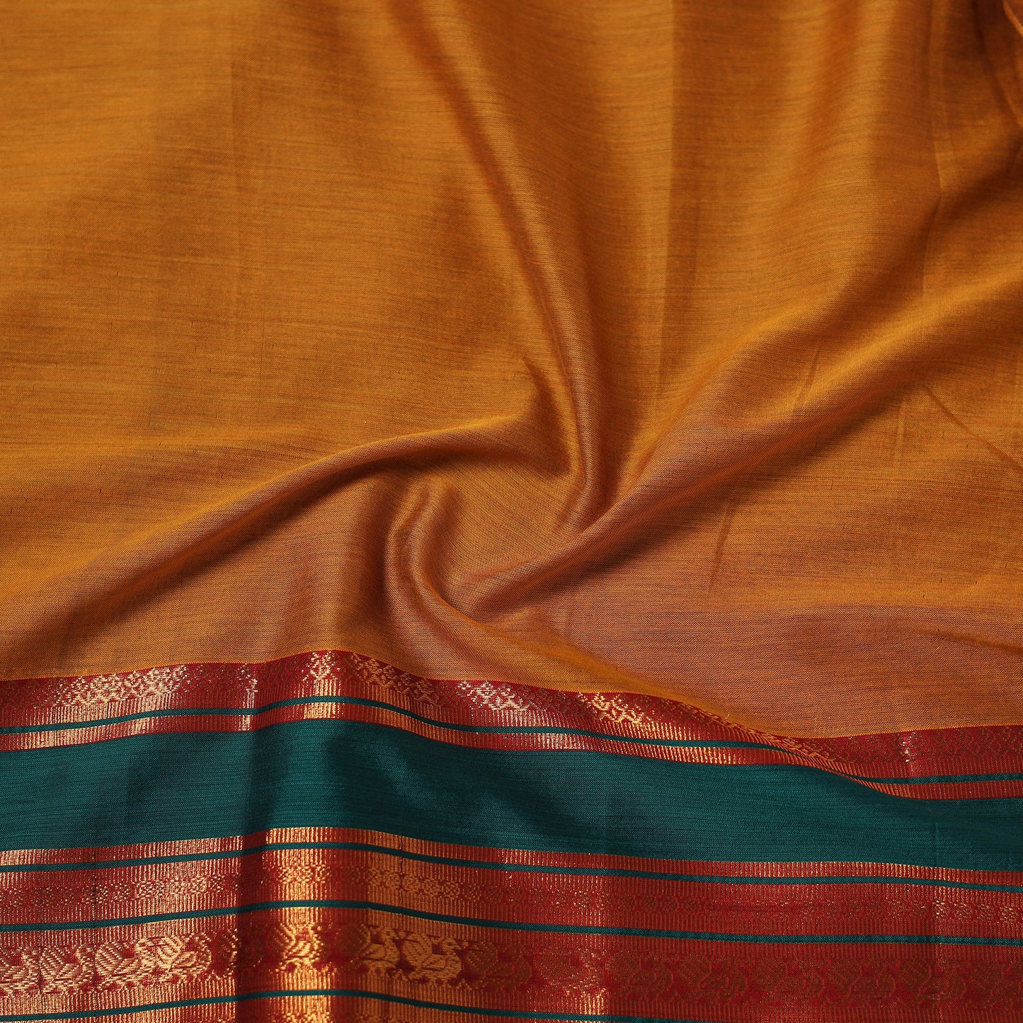Yellow - Dharwad Cotton Fabric with Border 05