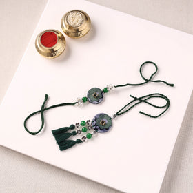 Handmade GS Beads & Kundan Work Fabart Rakhi with Lumba Set 46