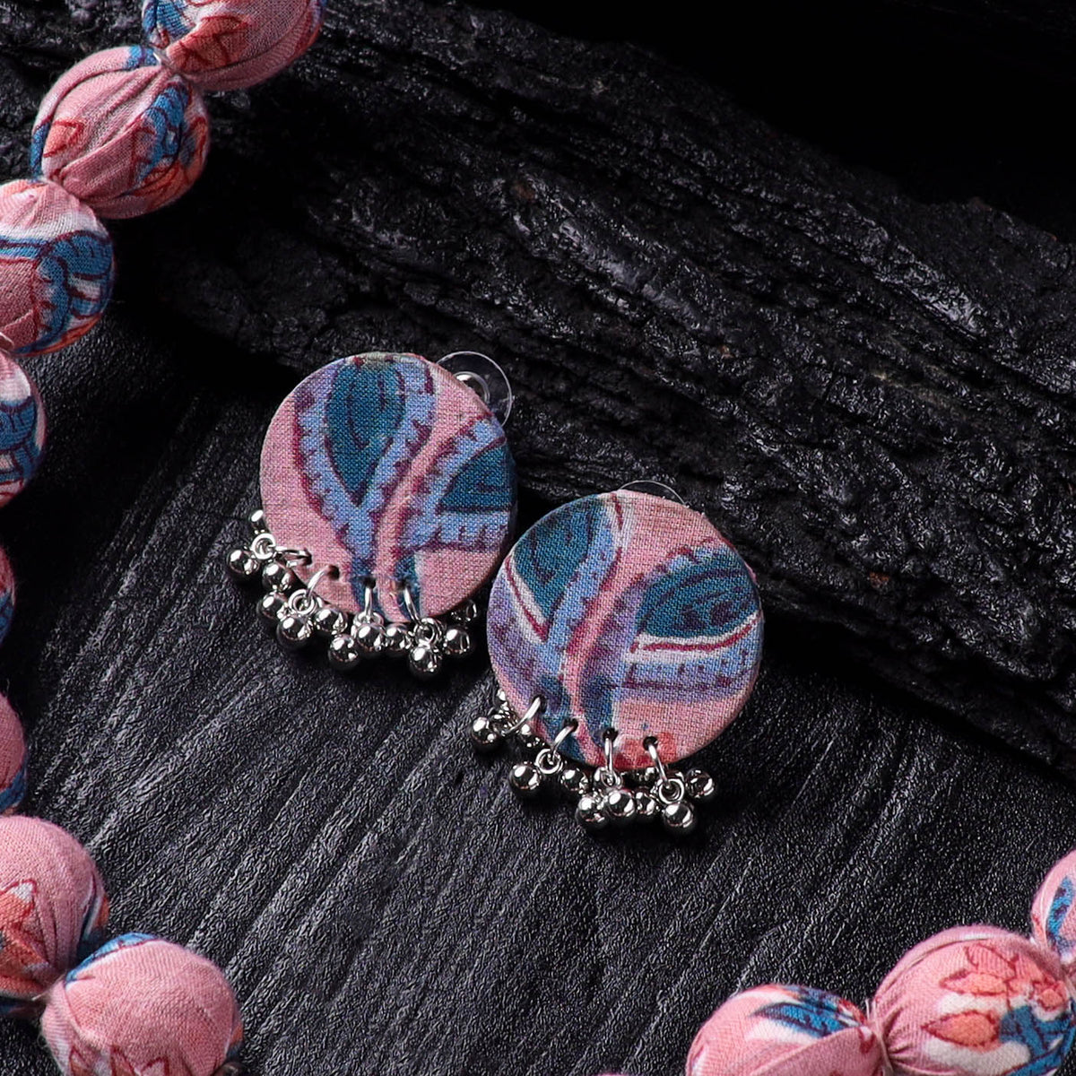 Handmade Fabart Beads Gs Pendant Necklace with Earrings Set 07