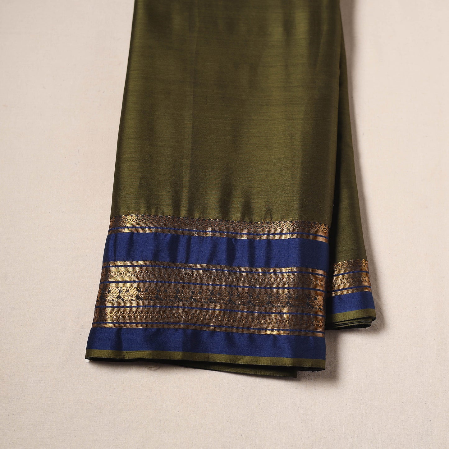 Green - Dharwad Cotton Fabric with Border 06