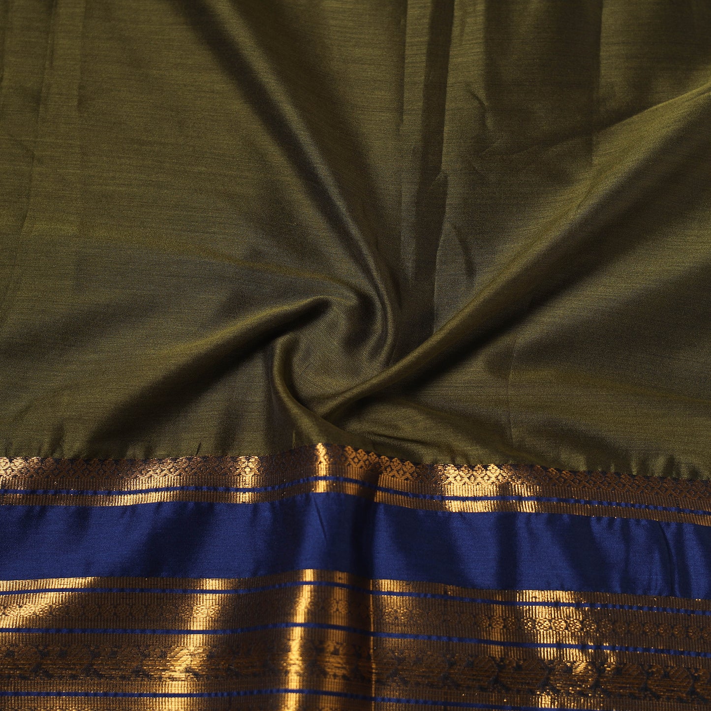 Green - Dharwad Cotton Fabric with Border 06