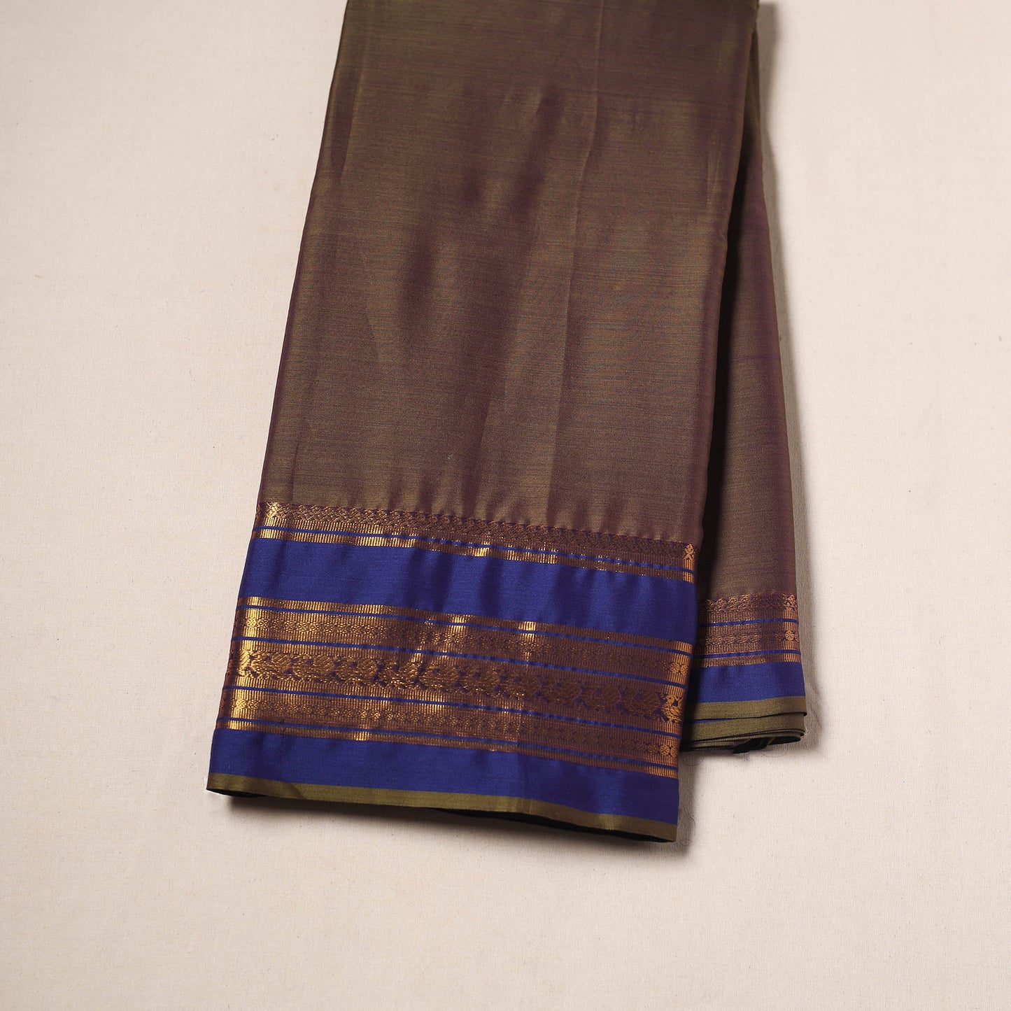 Brown - Dharwad Cotton Fabric with Border 07