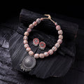 Handmade Fabart Beads Gs Pendant Necklace with Earrings Set 09