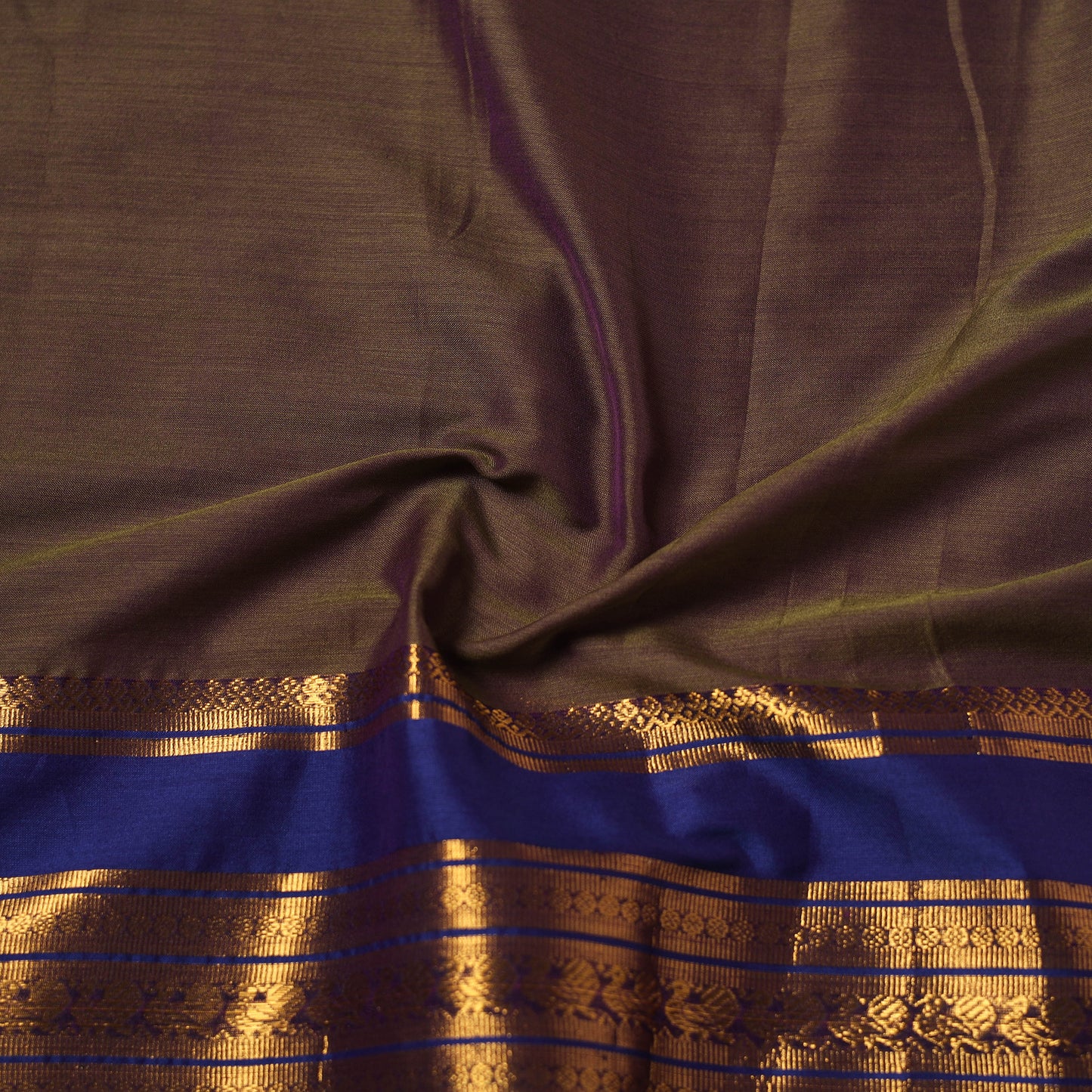 Brown - Dharwad Cotton Fabric with Border 07