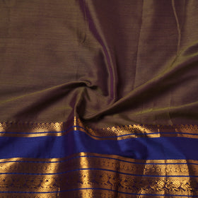 Brown - Dharwad Cotton Fabric with Border 07