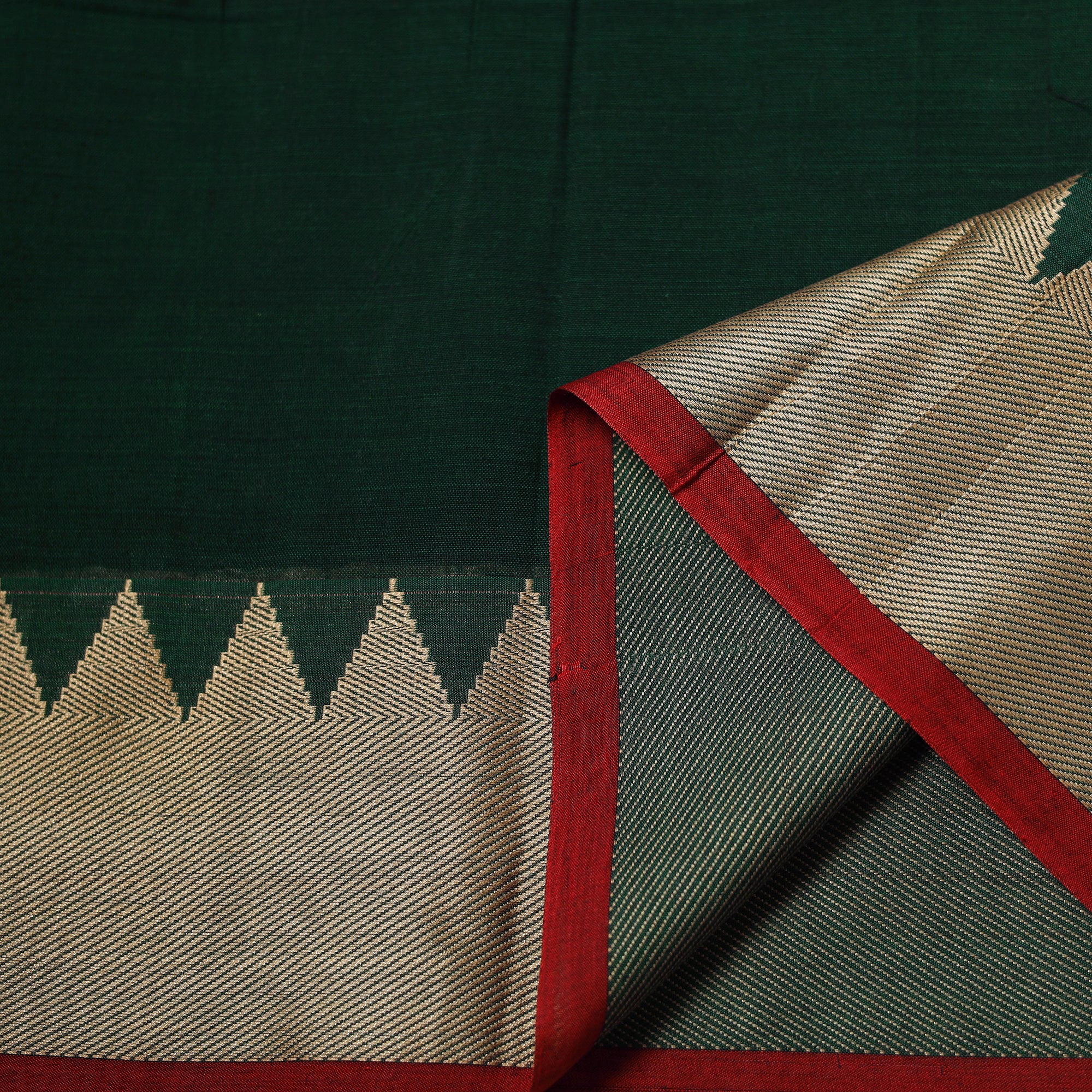 Darwan Color Green Dharwad Cotton Fabric with Border