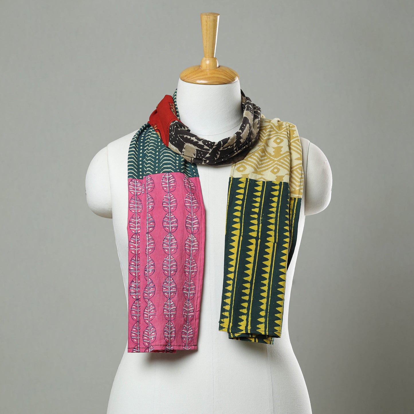 Multicolor - Patchwork Block Printed Cotton Stole 46