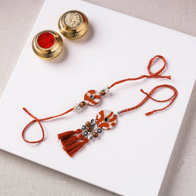 Handmade GS Beads & Kundan Work Fabart Rakhi with Lumba Set 48