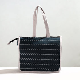 Green Handcrafted Jacquard Cotton Hand Bag