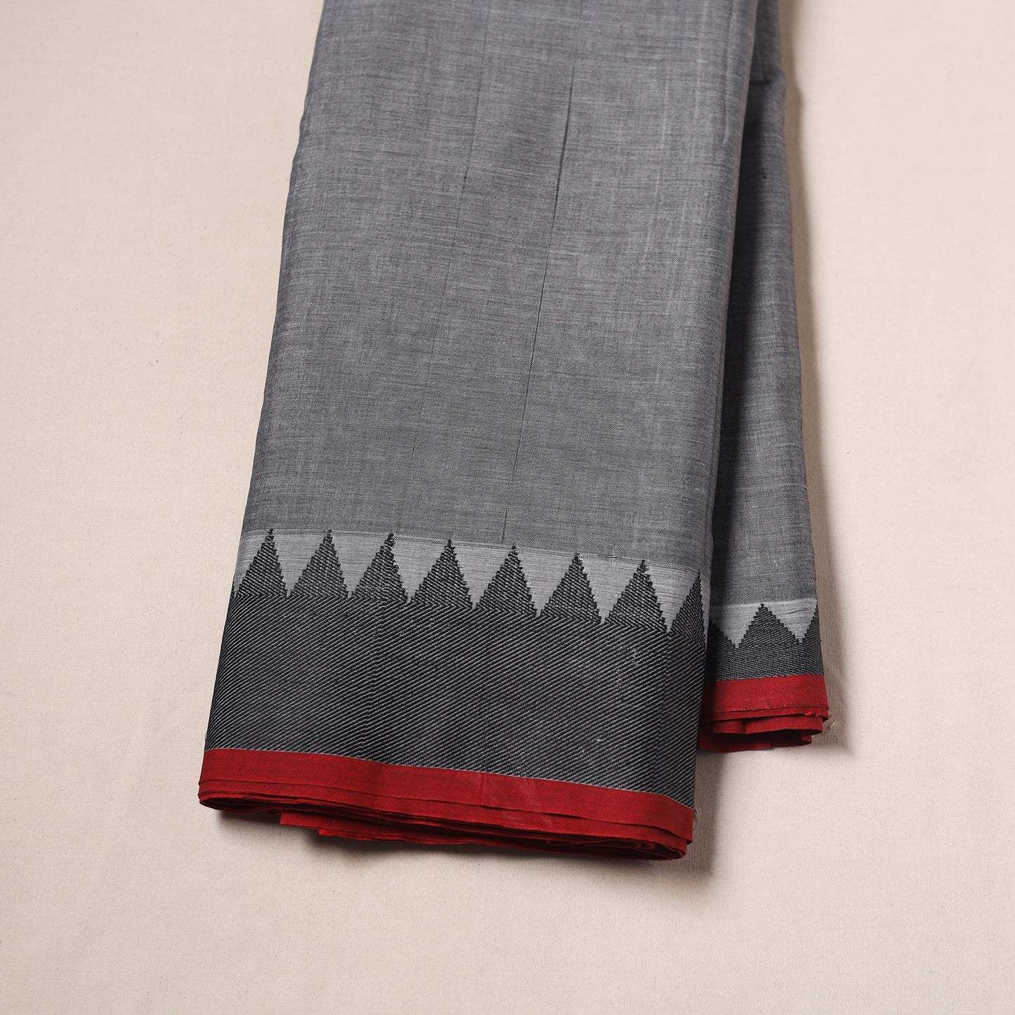 Grey - Dharwad Cotton Fabric with Border 12