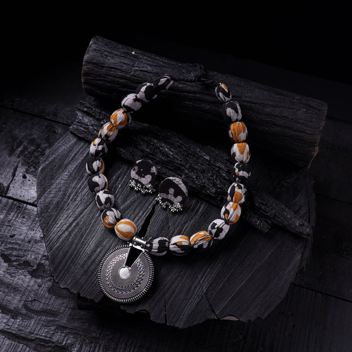 Handmade Fabart Beads Gs Pendant Necklace with Earrings Set 14
