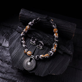Handmade Fabart Beads Gs Pendant Necklace with Earrings Set 14