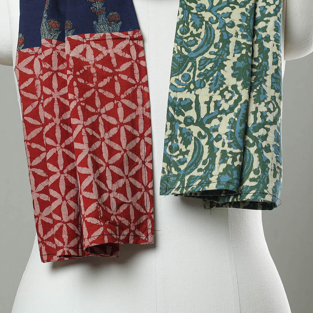 Multicolor - Patchwork Block Printed Cotton Stole 49