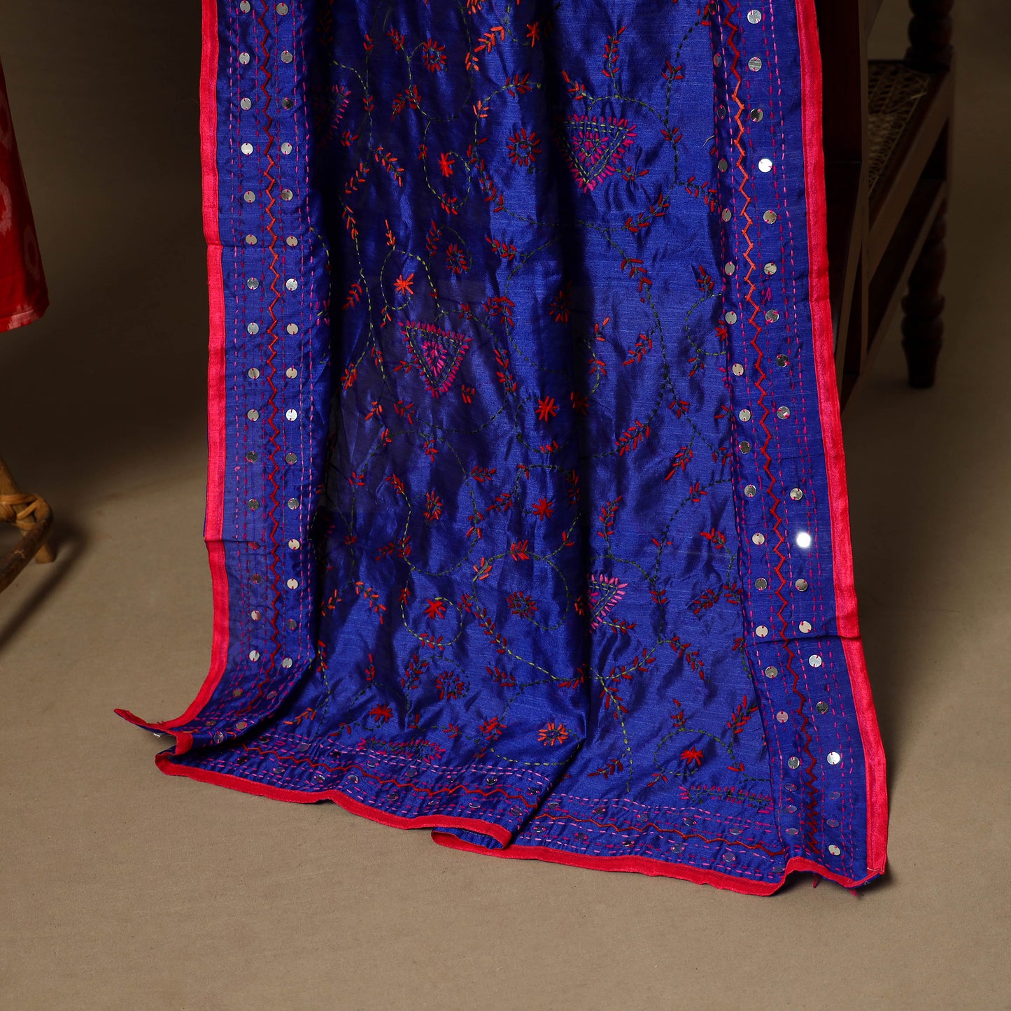 Red - 2pc mercerised cotton unstitched pochampally ikat