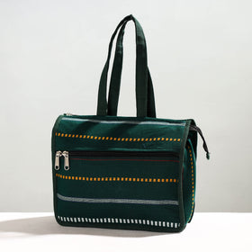 Green Handcrafted Jacquard Cotton Hand Bag