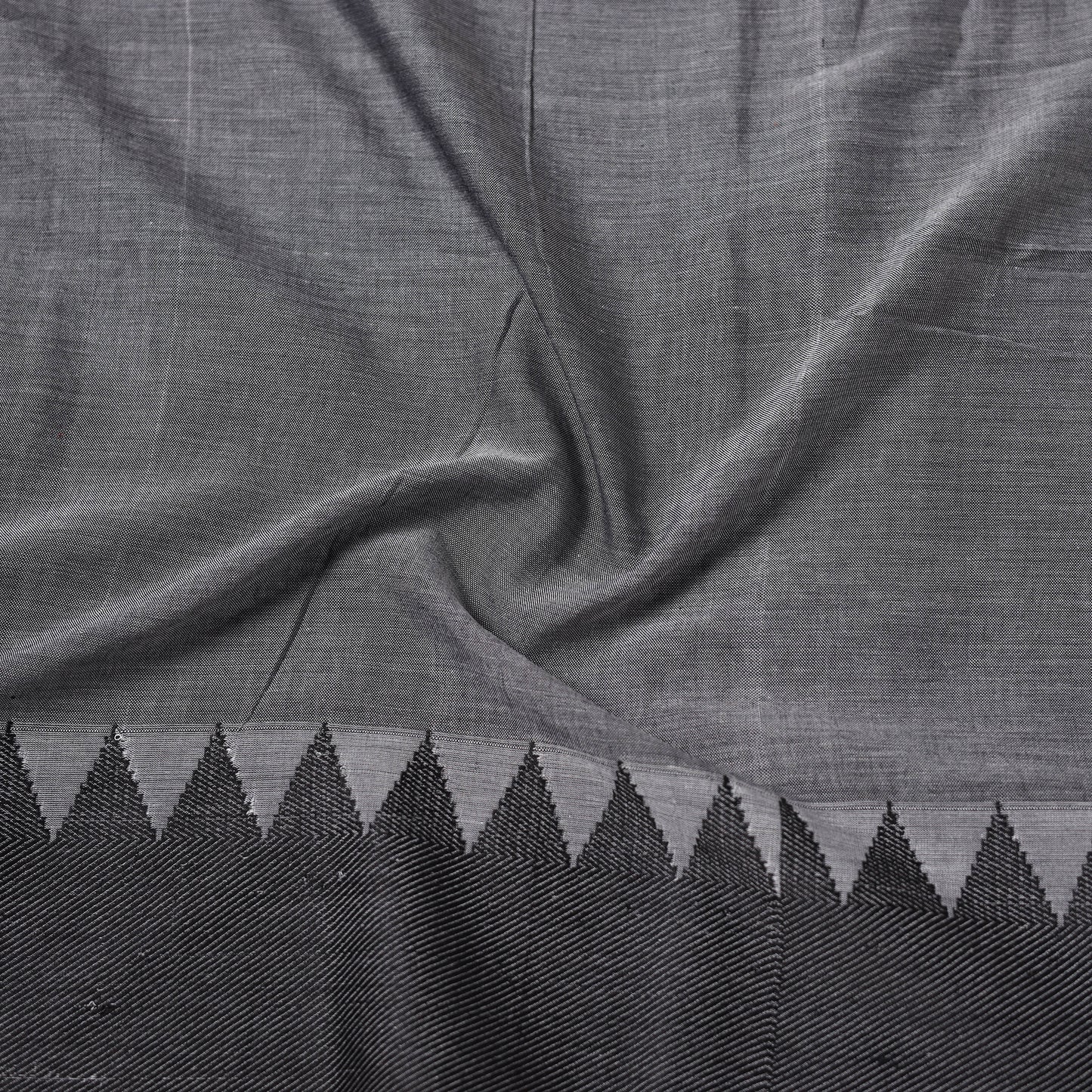Grey - Dharwad Cotton Fabric with Border 12