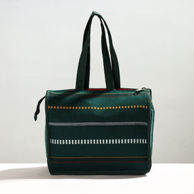 Green Handcrafted Jacquard Cotton Hand Bag
