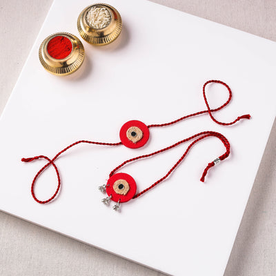 Handmade Jute & Mirror Work Fabart Bhaiya Bhabhi Rakhi Set 50