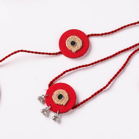 Handmade Jute & Mirror Work Fabart Bhaiya Bhabhi Rakhi Set 50