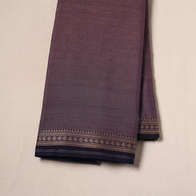 Purple - Dharwad Cotton Fabric with Border 14