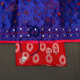 Red - 2pc mercerised cotton unstitched pochampally ikat
