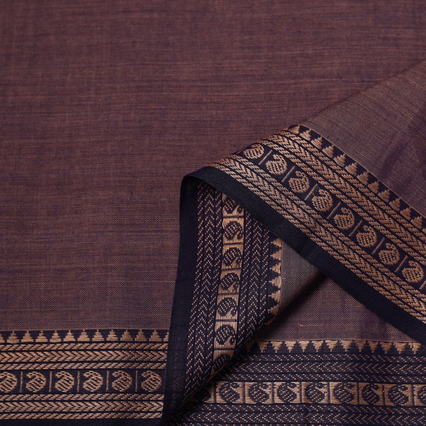Purple - Dharwad Cotton Fabric with Border 14