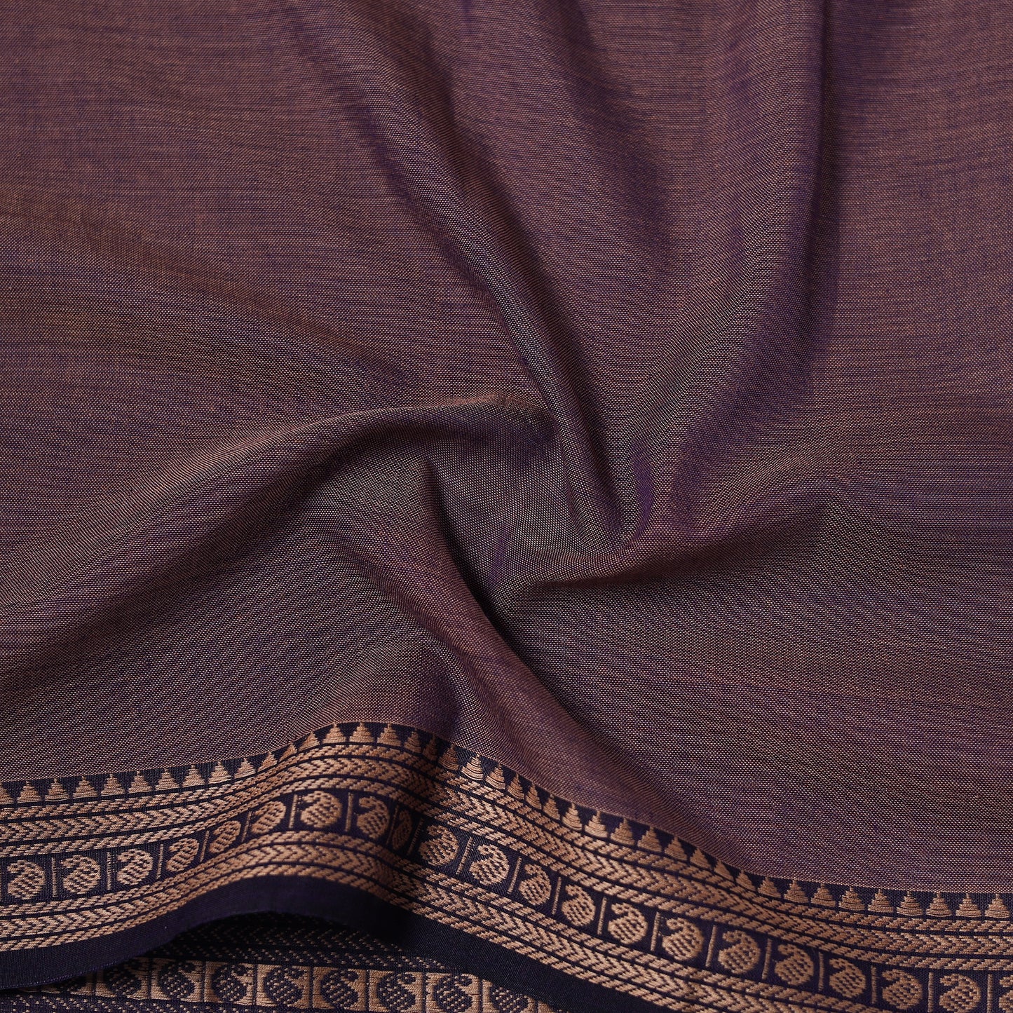 Purple - Dharwad Cotton Fabric with Border 14
