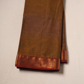 Brown - Dharwad Cotton Fabric with Border 15