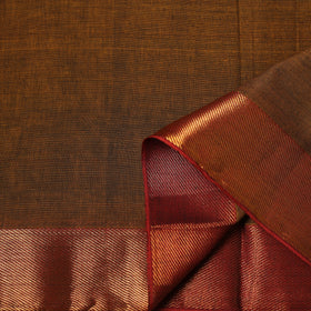 Brown - Dharwad Cotton Fabric with Border 15