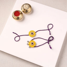 Handmade Jute & Mirror Work Fabart Bhaiya Bhabhi Rakhi Set 53