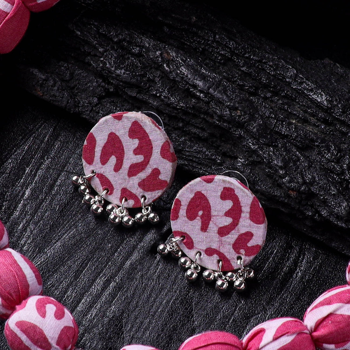 Handmade Fabart Beads Gs Pendant Necklace with Earrings Set 17