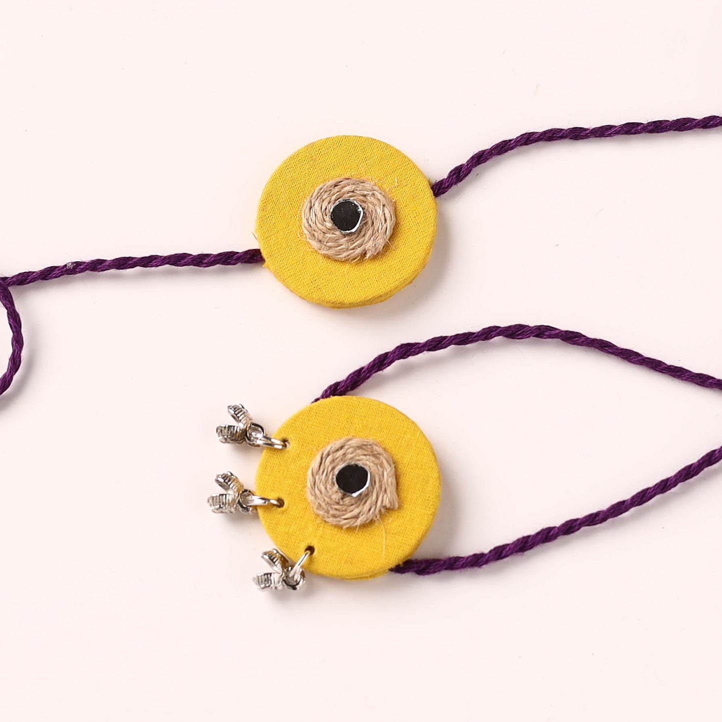 Handmade Jute & Mirror Work Fabart Bhaiya Bhabhi Rakhi Set 53
