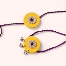 Handmade Jute & Mirror Work Fabart Bhaiya Bhabhi Rakhi Set 53